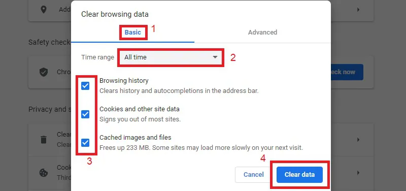clear browsing data 1