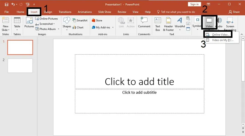 insert online video step1