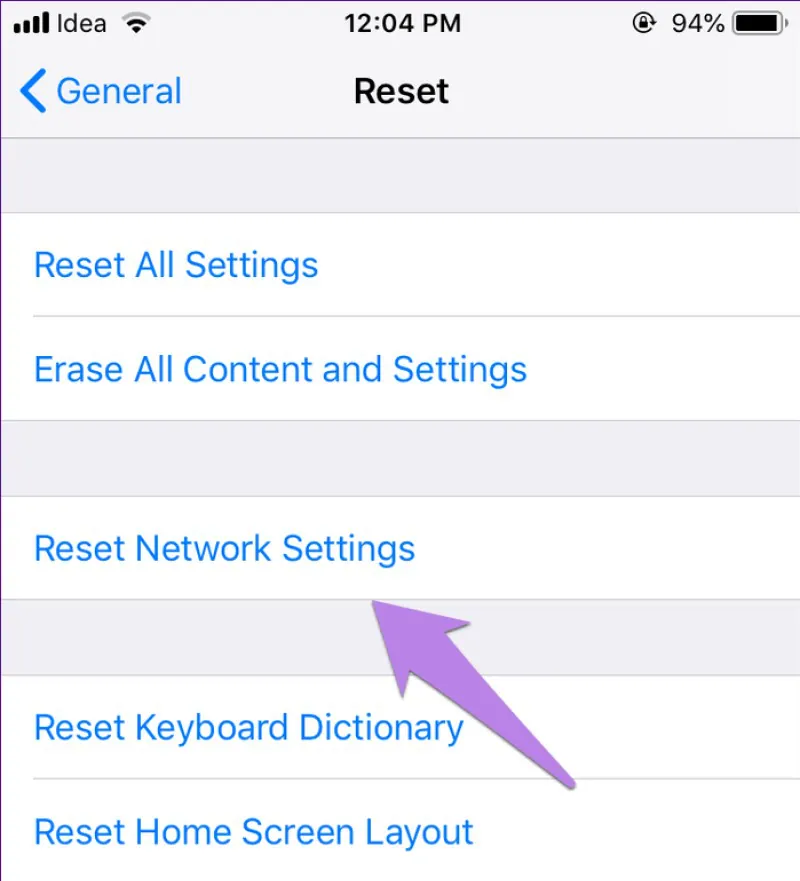 fix facebook by reseting all network settings