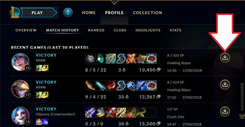 record lol games using built in replay function