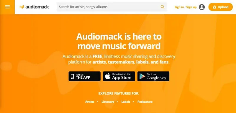 stream music using audiomack