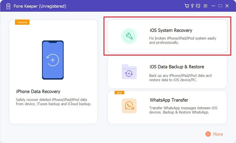 connect your iphone with the acethinker ios system recovery tool